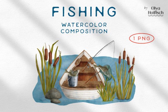 Download Watercolor Fishing Boat and Lake Clipart - Lake clipart Collection