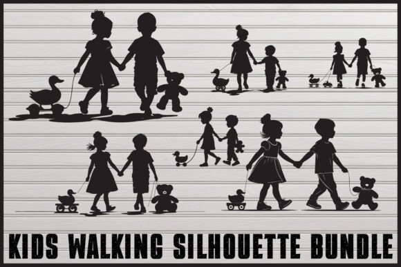 Download Kids Holding Hands Silhouette Set - Kid Collection