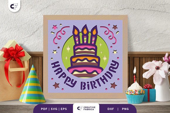 Download Kids Birthday Cake Shadow Box Paper Cut - Kid Collection