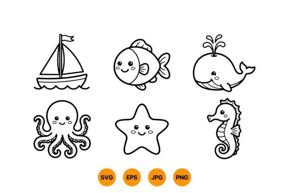 Download Cute Sea Animals Clipart Set - Cute sea animals Collection