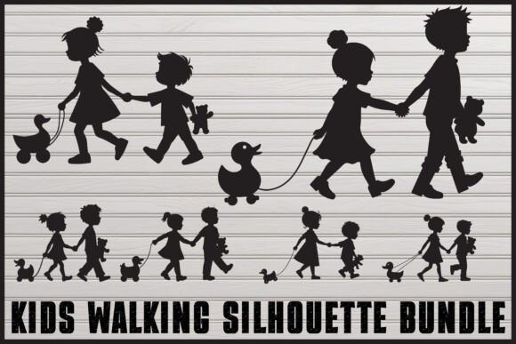 Download Kids Holding Hands Silhouette Set - Kid Collection