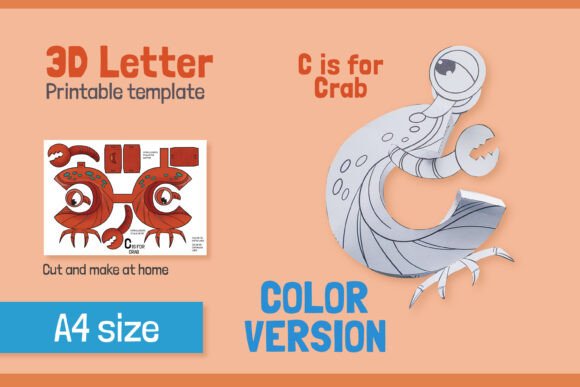 Download Letter C 3D Papercraft for Kids – COLOR - Kid Collection