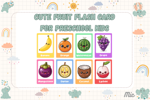 Download Cute Fruit Flashcards for Preschool Kids - Kid Collection