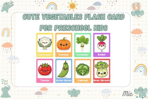 Download Cute Vegetable Flashcards for Kids - Kid Collection