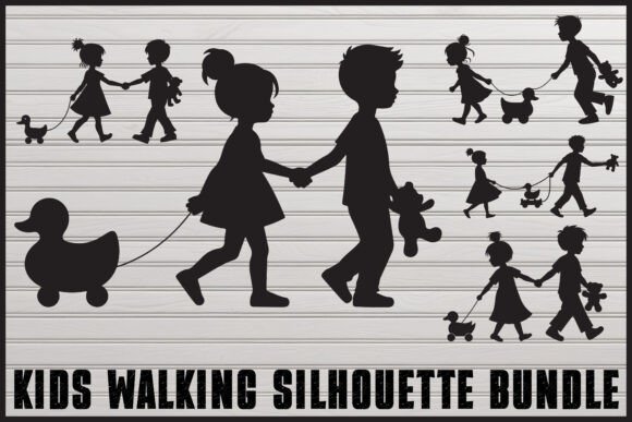 Download Kids Holding Hands Silhouette Set - Kid Collection
