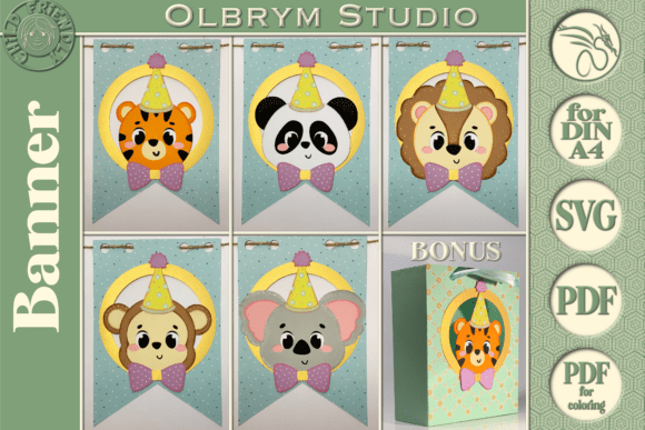 Download Animals Kids Birthday Party Banner SVG - Kid Collection