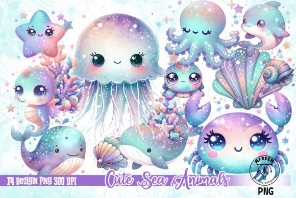 Download Cute Sea Animals Clipart PNG - Premium Bundle