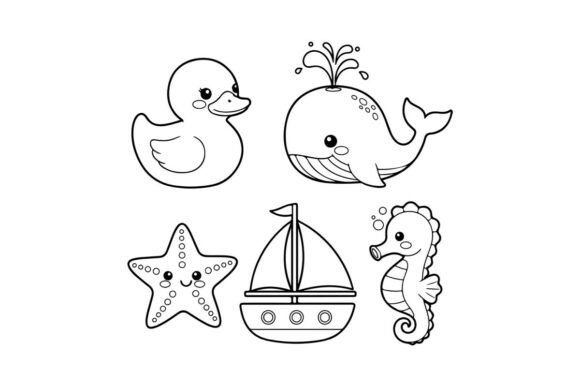 Download Cute Sea Animals Set Flat Design Vector - Cute sea animals Collection