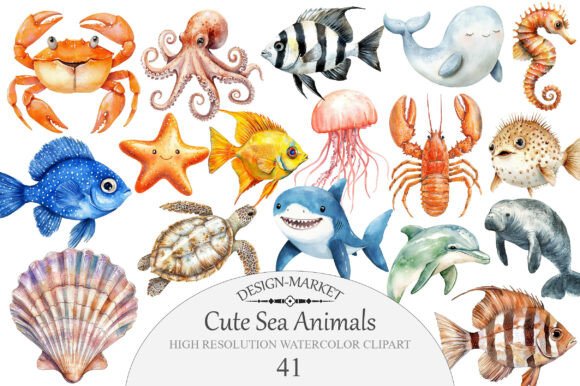 Download Cute Sea Animals Clipart - Cute sea animals Collection