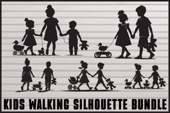 Download Kids Holding Hands Silhouette Set - Kid Collection