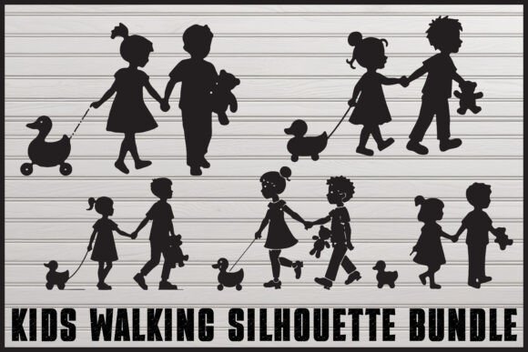 Download Kids Holding Hands Silhouette Set - Kid Collection